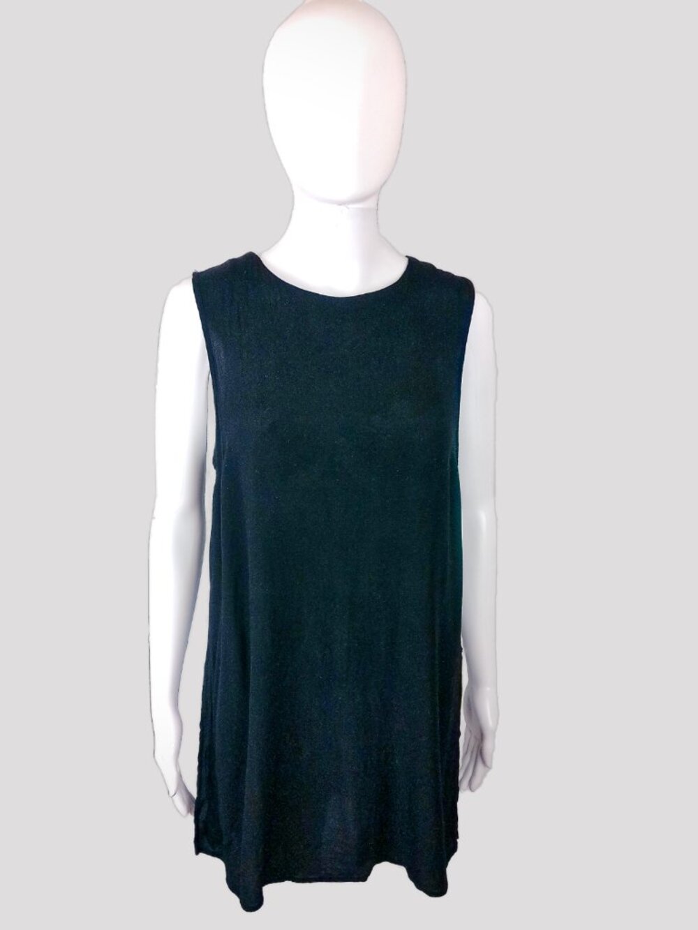 BCNU Black Sleeveless Side Split Women's Blouse